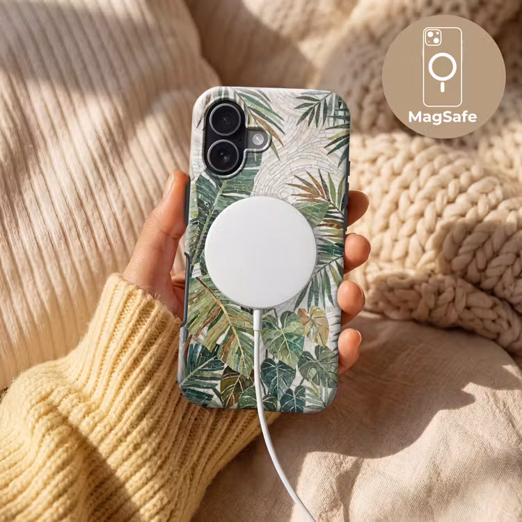 Planten - Tropisch - Mozaïek - Natuur - Groen Toughcase MagSafe Apple iPhone 17 klein -USP_MagsafeV