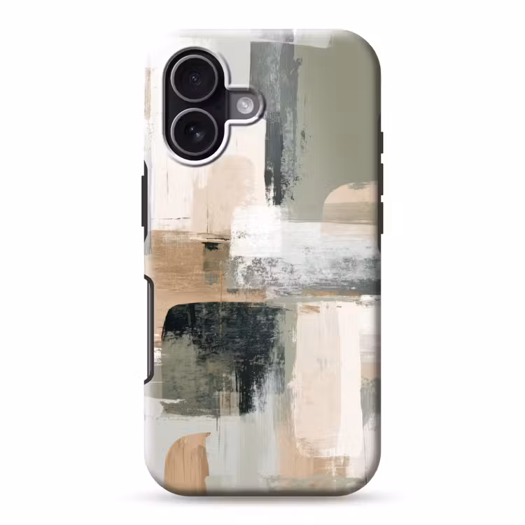 Penseelstreken - Abstract - Aardetinten Toughcase MagSafe Apple iPhone 17 klein -3d
