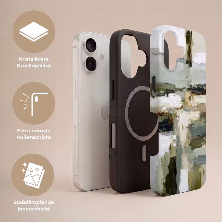 Penseelstreken - Groen - Abstract - Japandi Toughcase MagSafe Apple iPhone 17 klein -USP_Lagen_DE