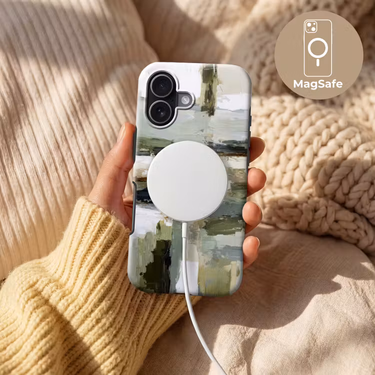 Penseelstreken - Groen - Abstract - Japandi Toughcase MagSafe Apple iPhone 17 klein -USP_MagsafeV