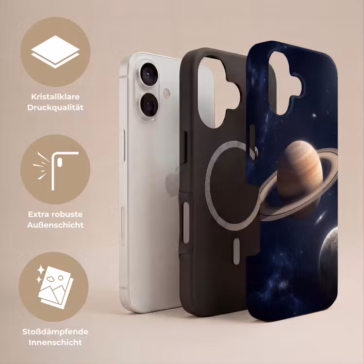 Planeten - Saturnus - Ruimte Toughcase MagSafe Apple iPhone 17 klein -USP_Lagen_DE