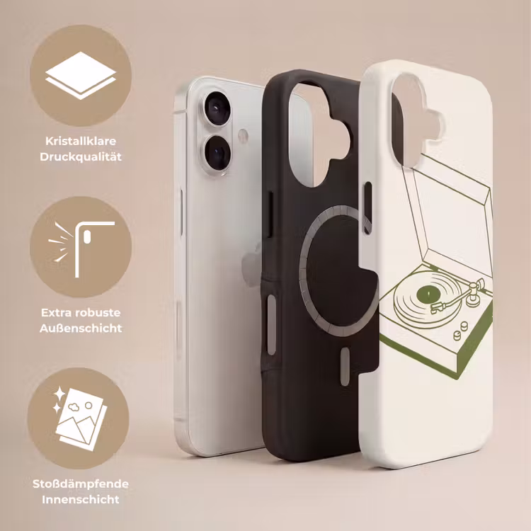Platenspeler - Vinyl - Muziek - Minimalistisch - Groen Toughcase MagSafe Apple iPhone 17 klein -USP_Lagen_DE
