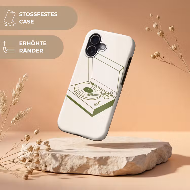 Platenspeler - Vinyl - Muziek - Minimalistisch - Groen Toughcase MagSafe Apple iPhone 17 klein -USP_RandenV_DE
