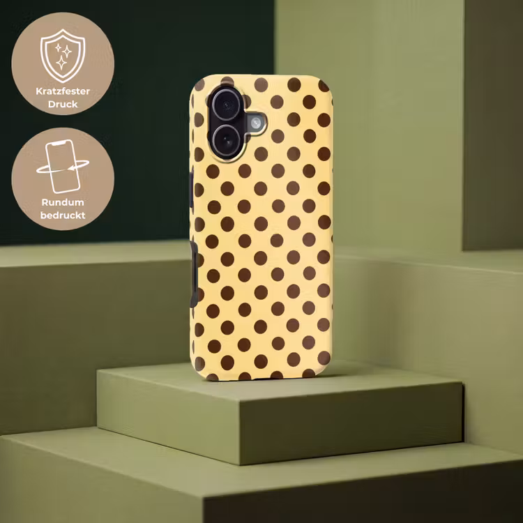Polka Dot - Stippen - Retro - Geel - Bruin Toughcase MagSafe Apple iPhone 17 klein 1017 -USP_PrintM_DE