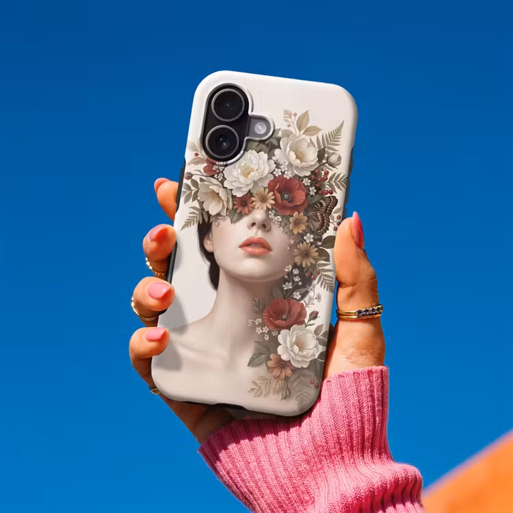 Portret - Bloemen - Cremé Toughcase MagSafe Apple iPhone 17 klein -Sfeer1V