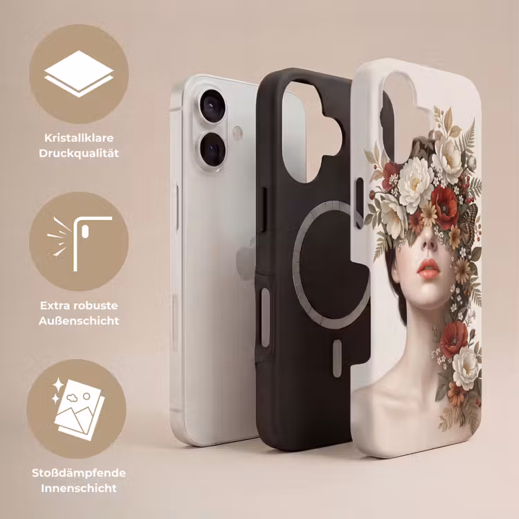 Portret - Bloemen - Cremé Toughcase MagSafe Apple iPhone 17 klein -USP_Lagen_DE