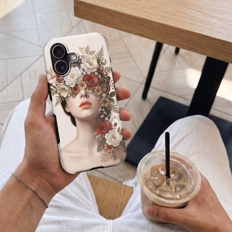 Portret - Bloemen - Cremé Toughcase MagSafe Apple iPhone 17 klein -Sfeer1M