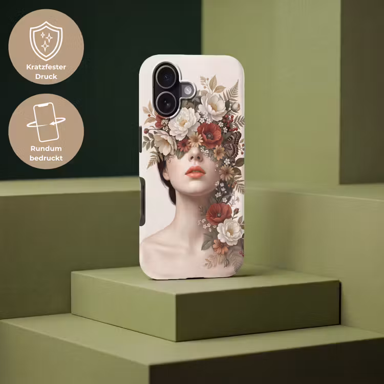 Portret - Bloemen - Cremé Toughcase MagSafe Apple iPhone 17 klein -USP_PrintM_DE