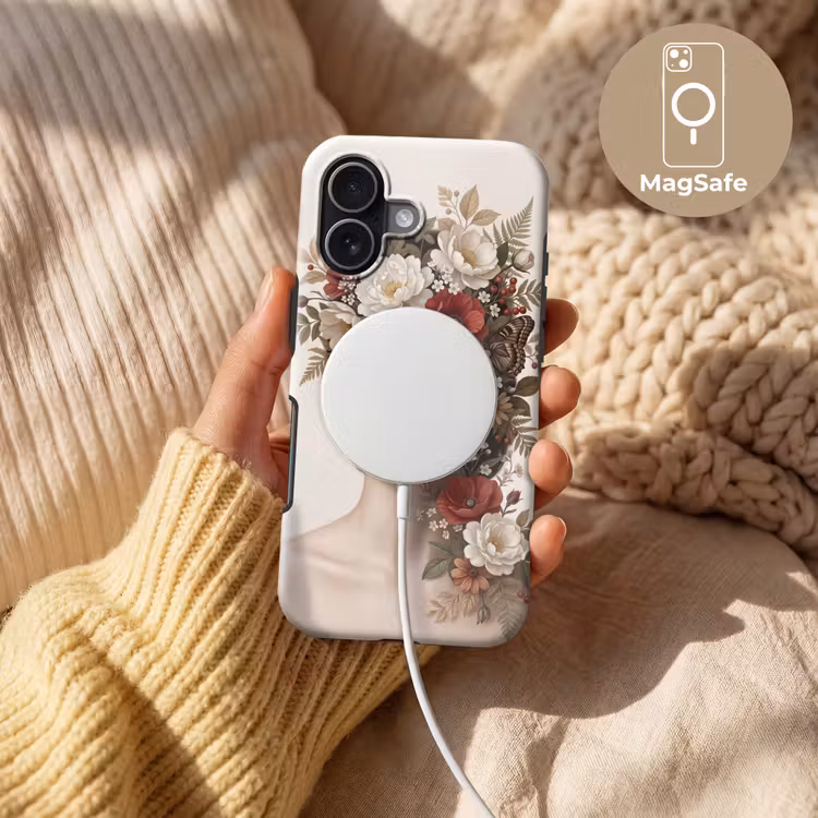 Portret - Bloemen - Cremé Toughcase MagSafe Apple iPhone 17 klein -USP_MagsafeV