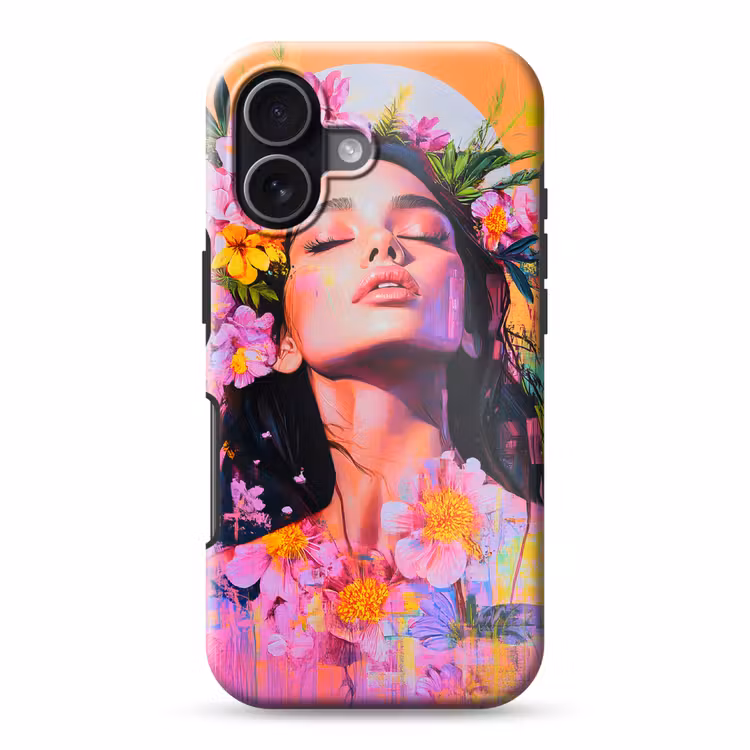 Portret - Bloemenkroon - Vrouw Toughcase MagSafe Apple iPhone 17 klein -3d
