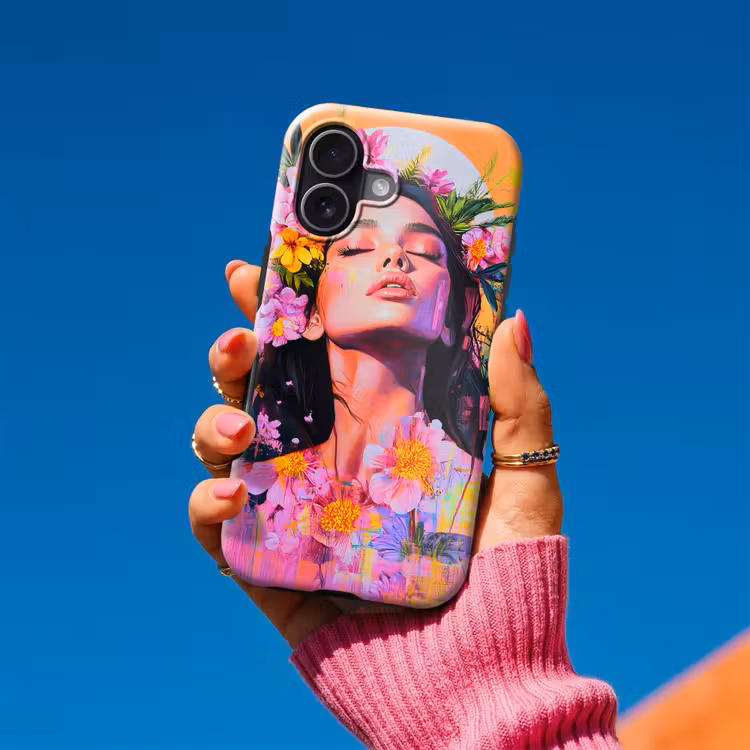 Portret - Bloemenkroon - Vrouw Toughcase MagSafe Apple iPhone 17 klein -Sfeer1V