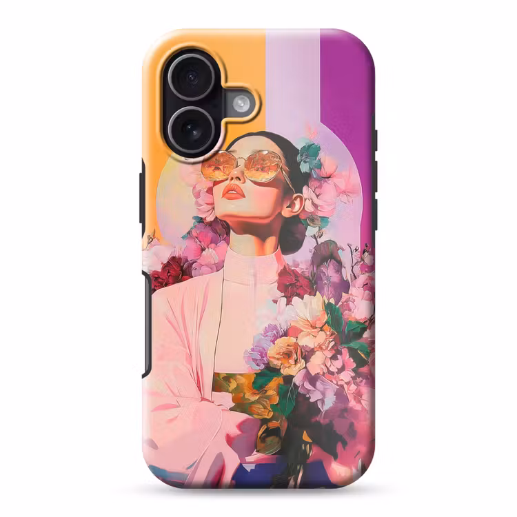 Portret - Vrouw - Abstract - Bloemen Toughcase MagSafe Apple iPhone 17 klein -3d