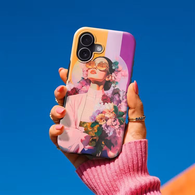 Portret - Vrouw - Abstract - Bloemen Toughcase MagSafe Apple iPhone 17 klein -Sfeer1V