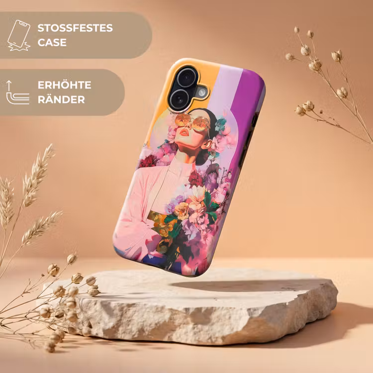 Portret - Vrouw - Abstract - Bloemen Toughcase MagSafe Apple iPhone 17 klein -USP_RandenV_DE