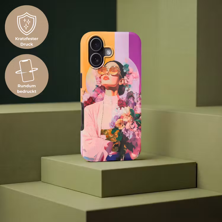 Portret - Vrouw - Abstract - Bloemen Toughcase MagSafe Apple iPhone 17 klein -USP_PrintM_DE