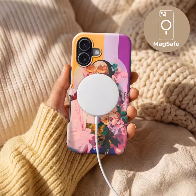 Portret - Vrouw - Abstract - Bloemen Toughcase MagSafe Apple iPhone 17 klein -USP_MagsafeV