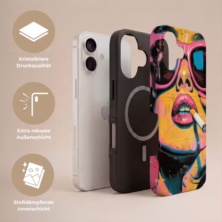 Portret - Vrouw - Abstract - Zonnebril Toughcase MagSafe Apple iPhone 17 klein -USP_Lagen_DE