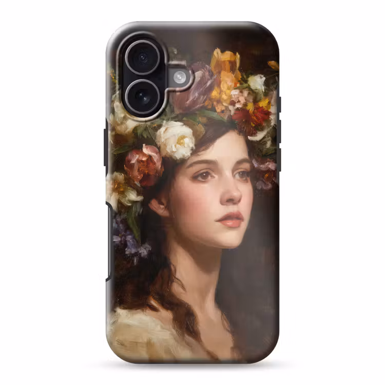 Portret - Vrouw - Bloemen Toughcase MagSafe Apple iPhone 17 klein -3d