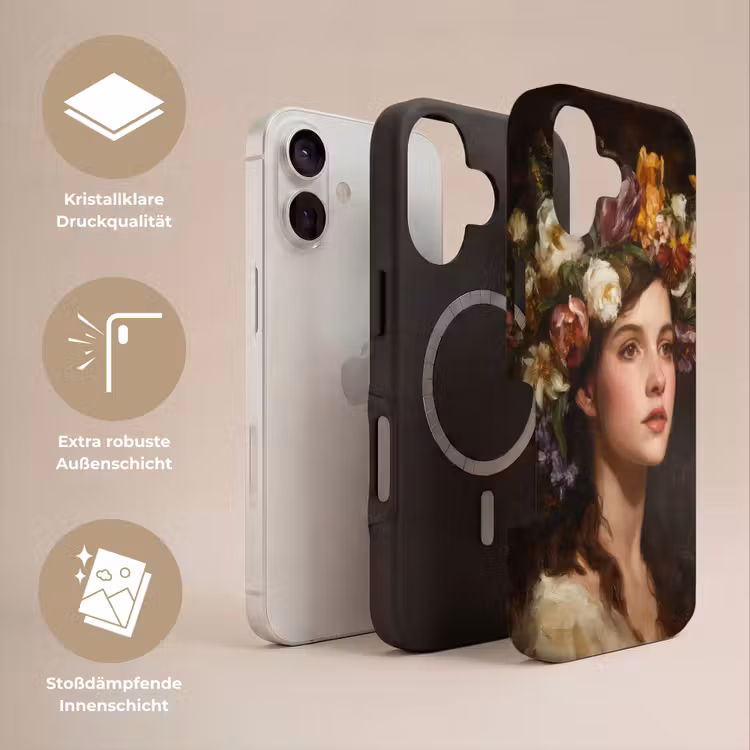 Portret - Vrouw - Bloemen Toughcase MagSafe Apple iPhone 17 klein -USP_Lagen_DE