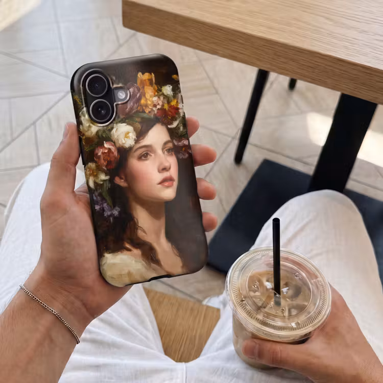 Portret - Vrouw - Bloemen Toughcase MagSafe Apple iPhone 17 klein -Sfeer1M
