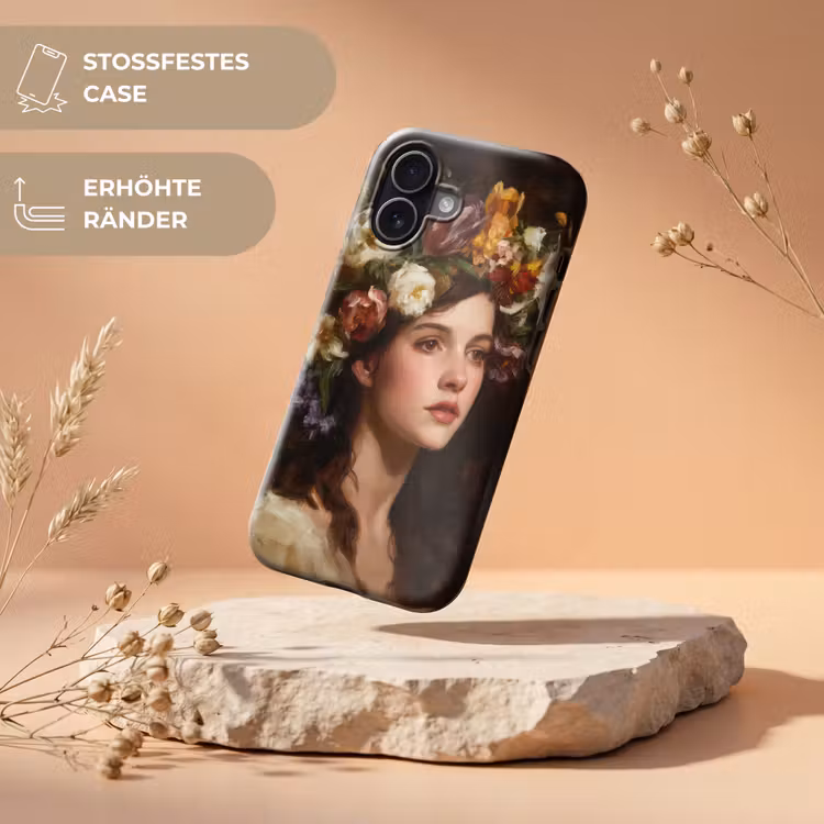 Portret - Vrouw - Bloemen Toughcase MagSafe Apple iPhone 17 klein -USP_RandenV_DE
