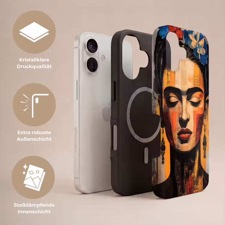 Portret - Vrouw - Bloemen Toughcase MagSafe Apple iPhone 17 klein -USP_Lagen_DE