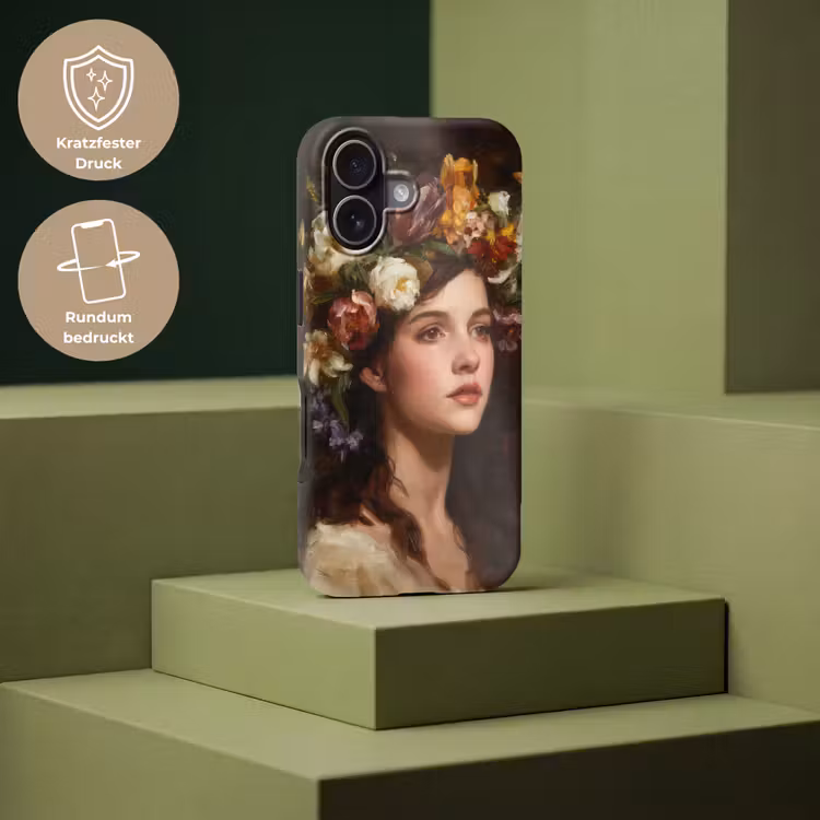 Portret - Vrouw - Bloemen Toughcase MagSafe Apple iPhone 17 klein -USP_PrintM_DE