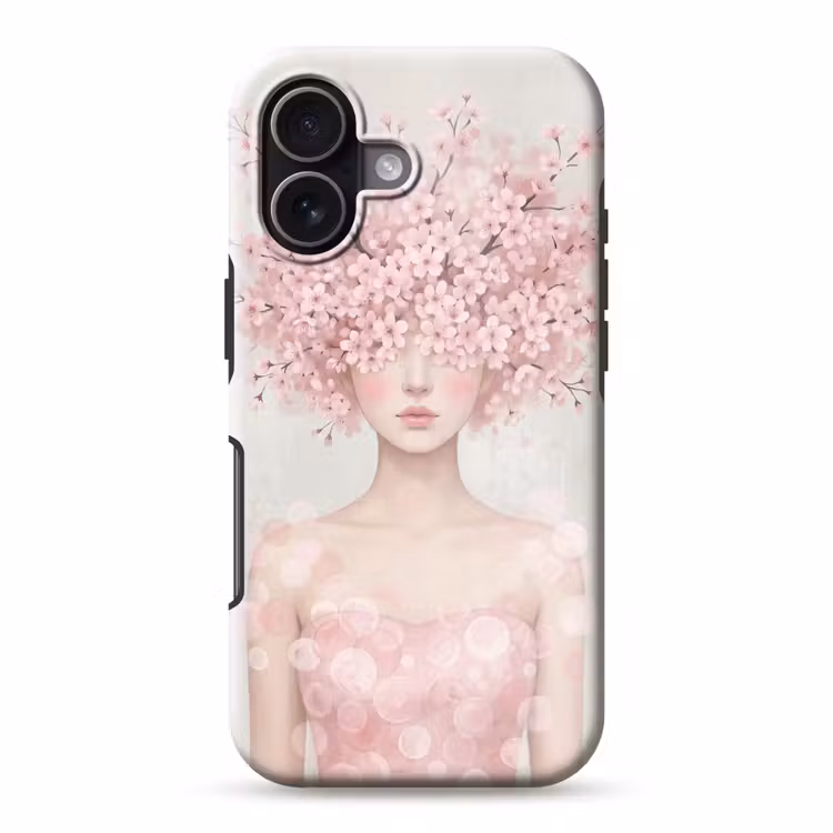 Portret - Kersenbloesem - Roze Toughcase MagSafe Apple iPhone 17 klein -3d