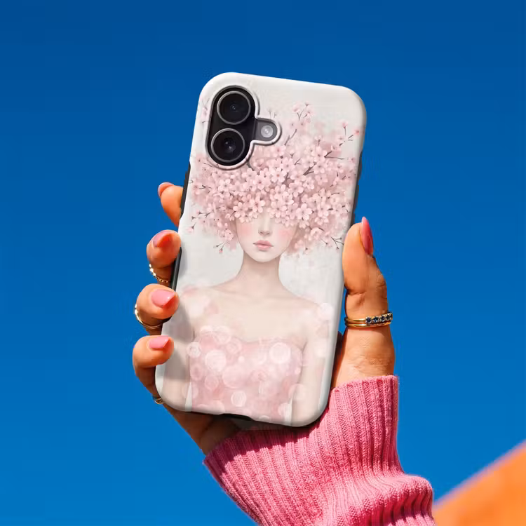 Portret - Kersenbloesem - Roze Toughcase MagSafe Apple iPhone 17 klein -Sfeer1V