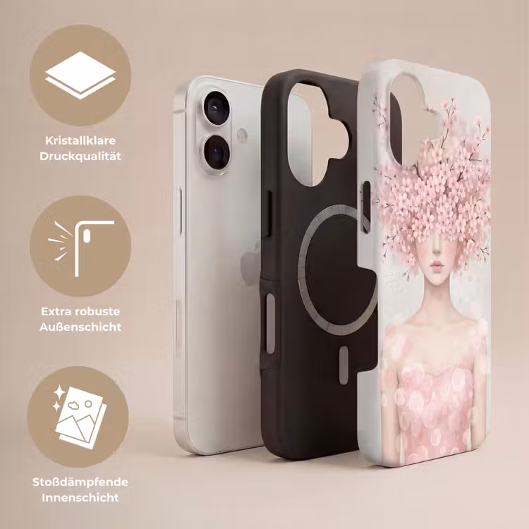 Portret - Kersenbloesem - Roze Toughcase MagSafe Apple iPhone 17 klein -USP_Lagen_DE