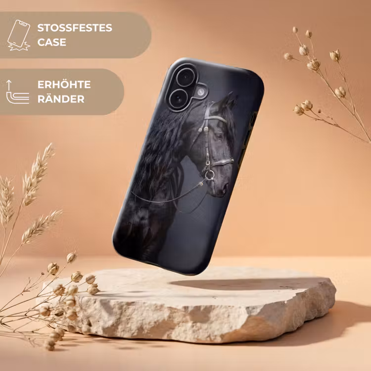 Portret - Paard - Donker Toughcase MagSafe Apple iPhone 17 klein -USP_RandenV_DE