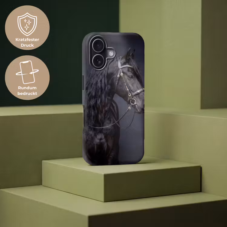Portret - Paard - Donker Toughcase MagSafe Apple iPhone 17 klein -USP_PrintM_DE