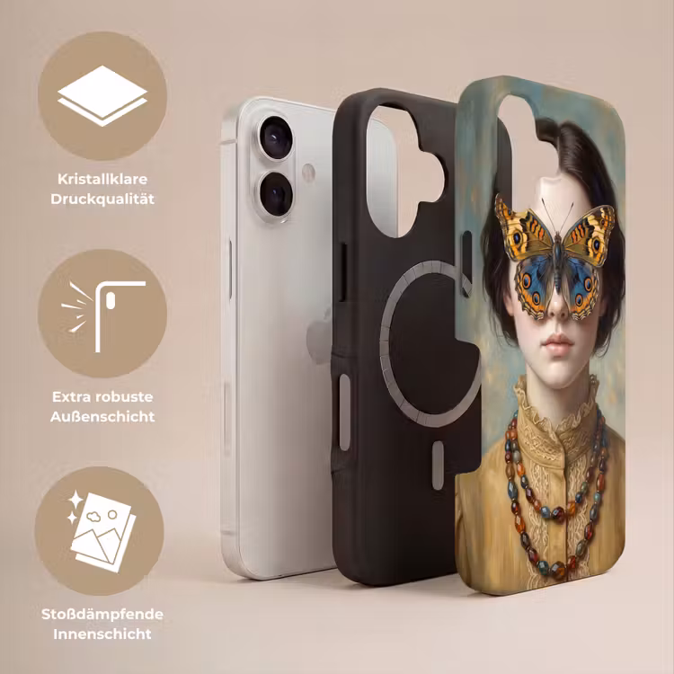 Portret - Vlinder - Kleurrijk Toughcase MagSafe Apple iPhone 17 klein -USP_Lagen_DE