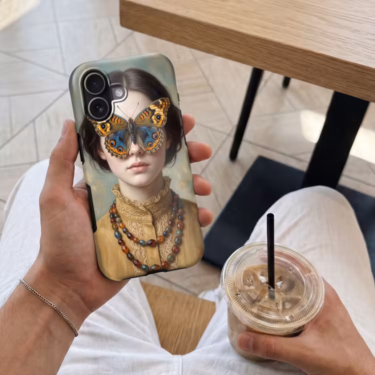 Portret - Vlinder - Kleurrijk Toughcase MagSafe Apple iPhone 17 klein -Sfeer1M