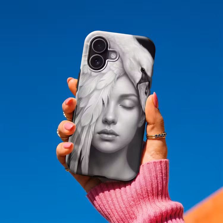 Portret - Zwaan - Zwart - Wit Toughcase MagSafe Apple iPhone 17 klein -Sfeer1V