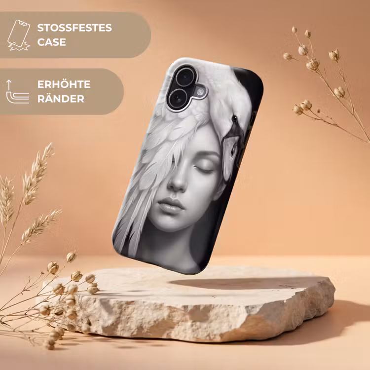 Portret - Zwaan - Zwart - Wit Toughcase MagSafe Apple iPhone 17 klein -USP_RandenV_DE