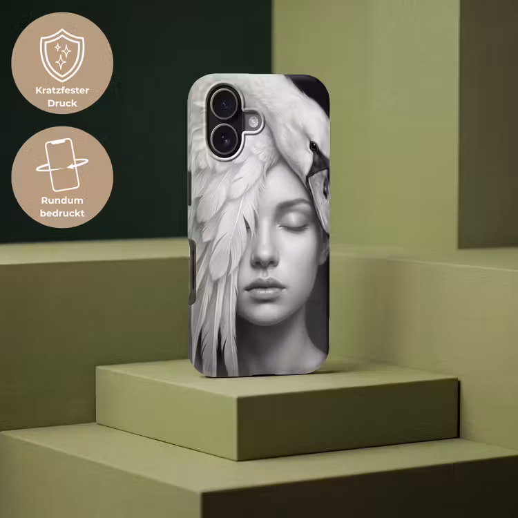 Portret - Zwaan - Zwart - Wit Toughcase MagSafe Apple iPhone 17 klein -USP_PrintM_DE