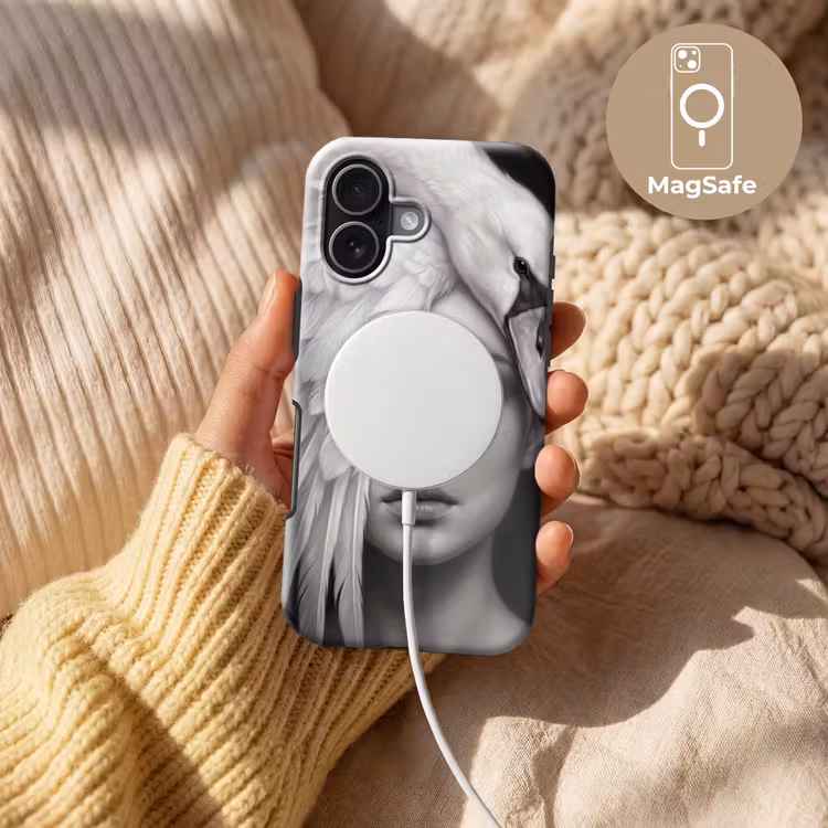 Portret - Zwaan - Zwart - Wit Toughcase MagSafe Apple iPhone 17 klein -USP_MagsafeV