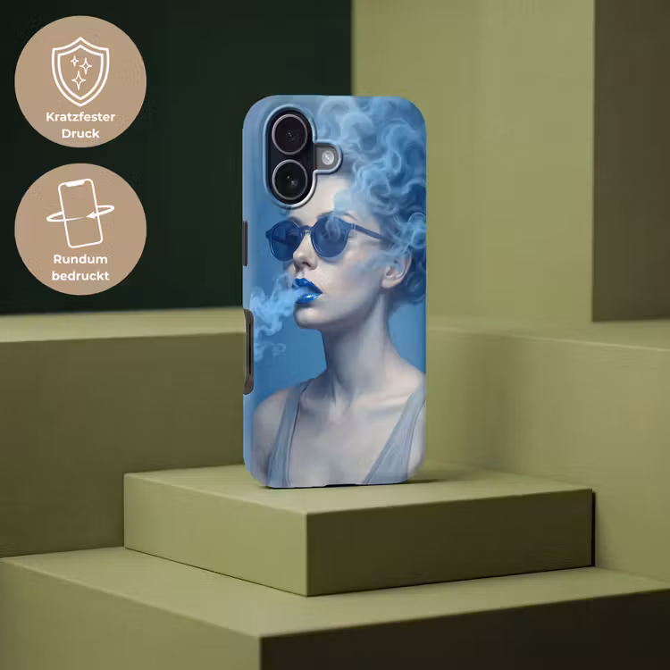 Portret - Zonnebril - Rook - Abstract - Blauw Toughcase MagSafe Apple iPhone 17 klein -USP_PrintM_DE
