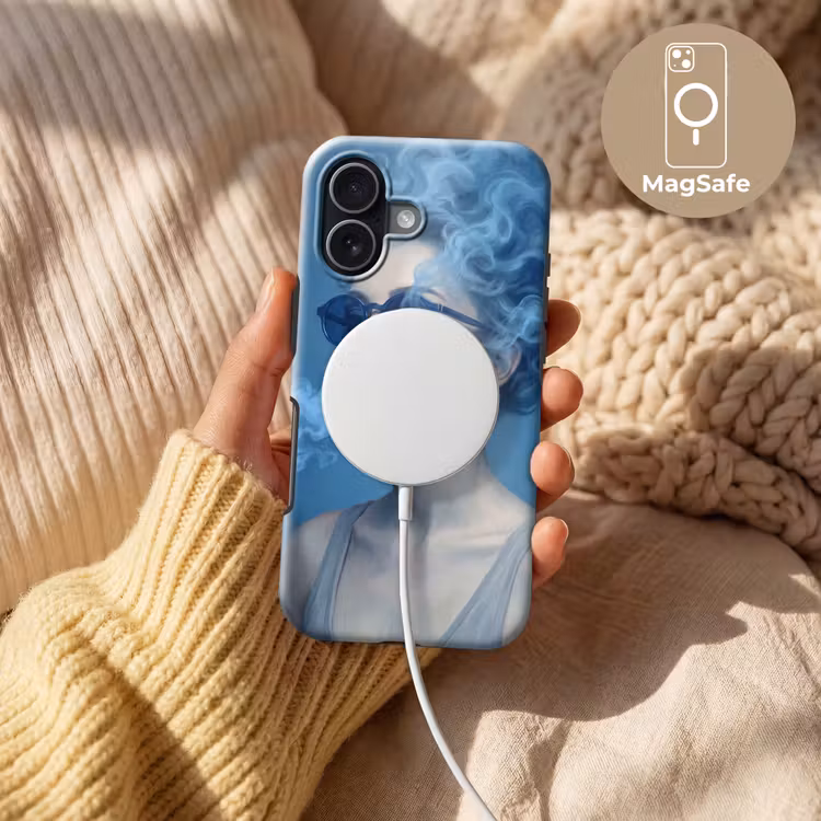 Portret - Zonnebril - Rook - Abstract - Blauw Toughcase MagSafe Apple iPhone 17 klein -USP_MagsafeV