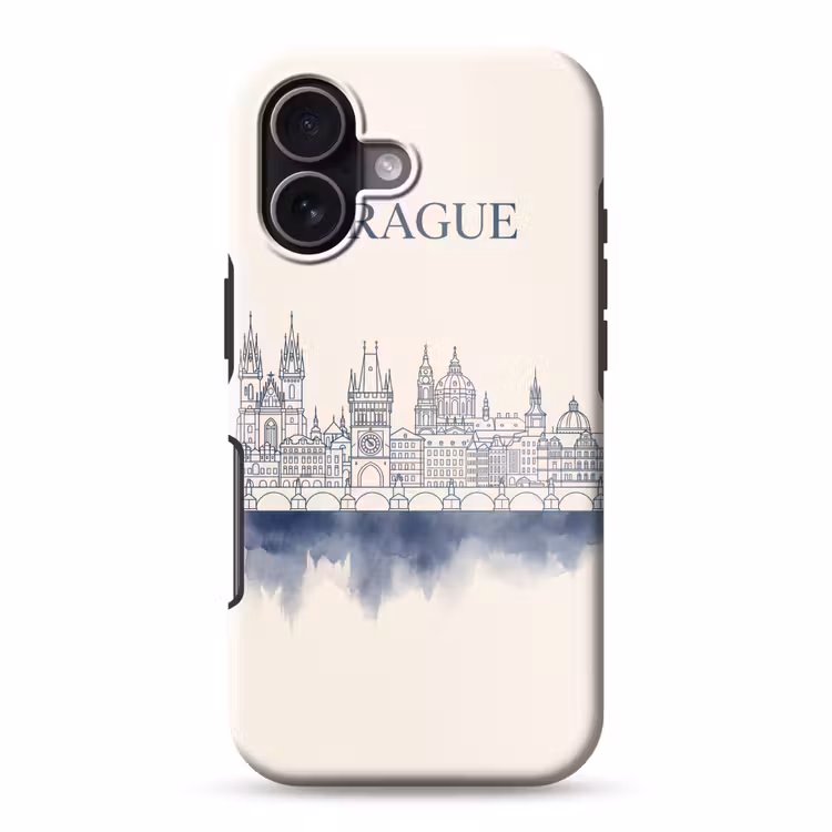 Praag - Skyline - Architectuur - Blauw Toughcase MagSafe Apple iPhone 17 klein -3d