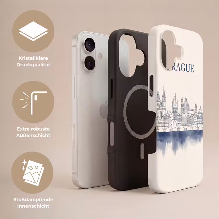 Praag - Skyline - Architectuur - Blauw Toughcase MagSafe Apple iPhone 17 klein -USP_Lagen_DE
