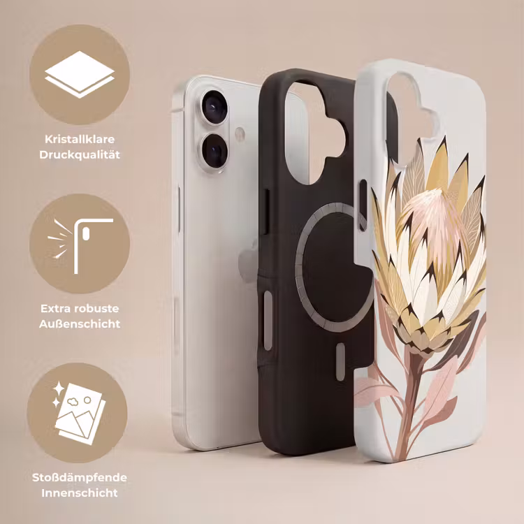 Protea - Bloem - Botanisch - Beige Toughcase MagSafe Apple iPhone 17 klein -USP_Lagen_DE