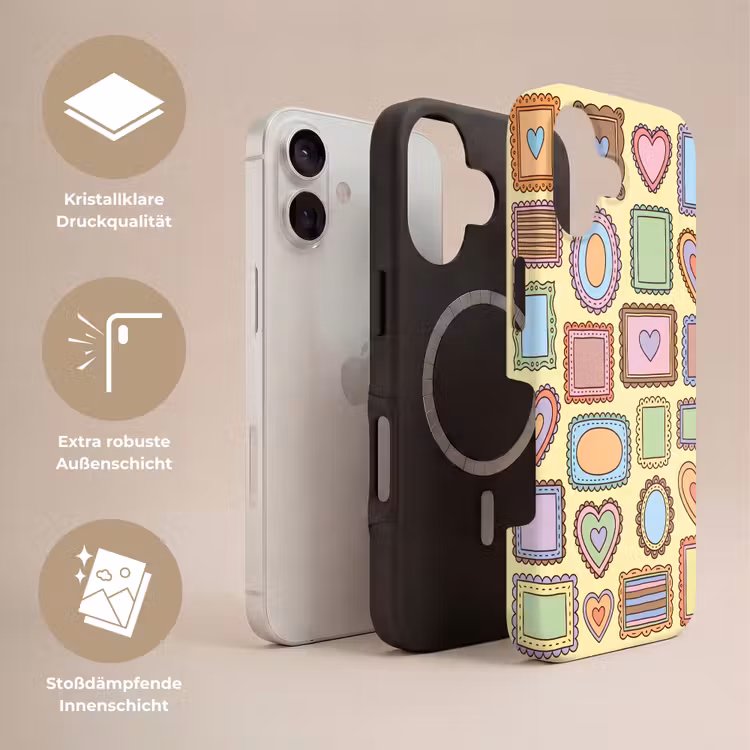 Lijst - Patroon - Hart - Speels - Kleurrijk Toughcase MagSafe Apple iPhone 17 klein -USP_Lagen_DE