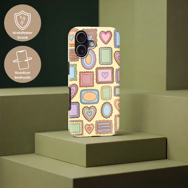 Lijst - Patroon - Hart - Speels - Kleurrijk Toughcase MagSafe Apple iPhone 17 klein -USP_PrintM_DE