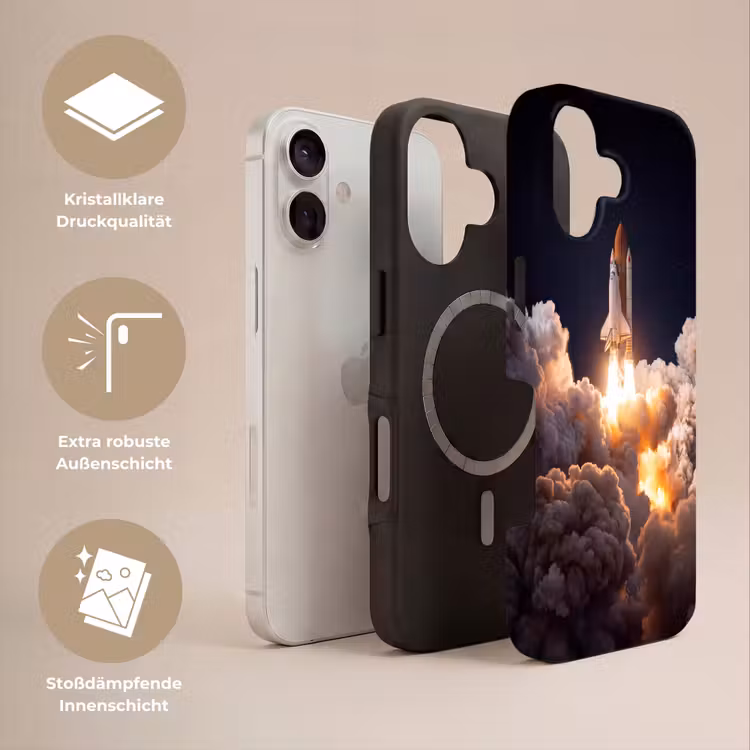 Handyhülle Toughcase - Raumfahrzeug – Start – Sterne - Ruimtevaartuig - Lancering - Sterren Toughcase MagSafe Apple iPhone 17 klein