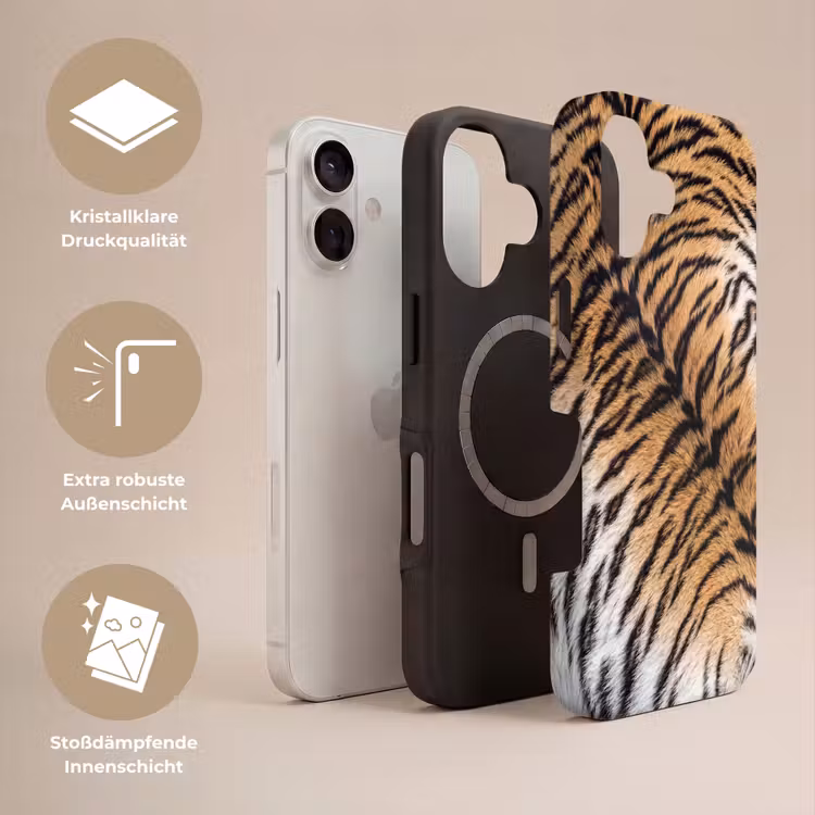 Realistisch - Tijgervacht - Zwart Toughcase MagSafe Apple iPhone 17 klein -USP_Lagen_DE