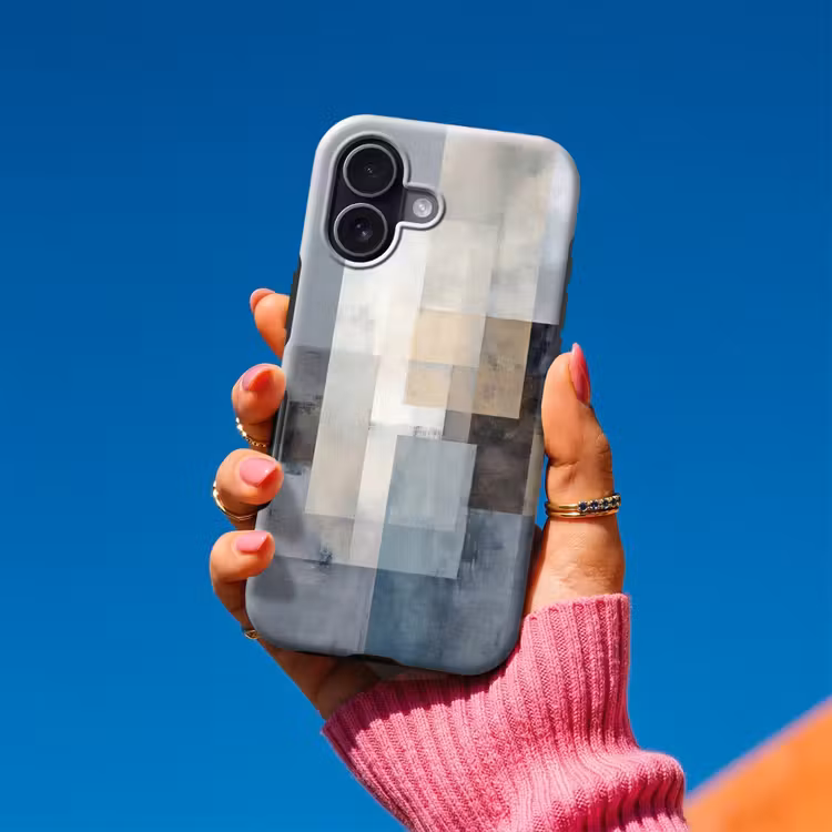 Rechthoeken - Abstract - Blauw Toughcase MagSafe Apple iPhone 17 klein -Sfeer1V