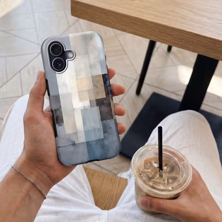 Rechthoeken - Abstract - Blauw Toughcase MagSafe Apple iPhone 17 klein -Sfeer1M