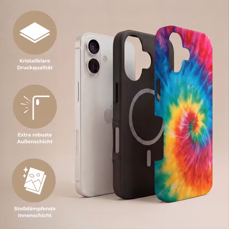 Regenboog - Tie dye - Kleurrijk - Blauw Toughcase MagSafe Apple iPhone 17 klein -USP_Lagen_DE